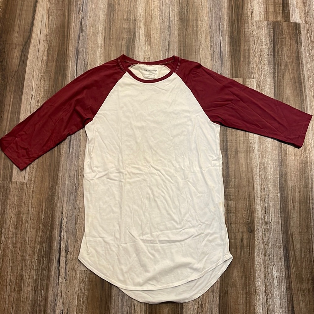 Burgundy Baseball style tee